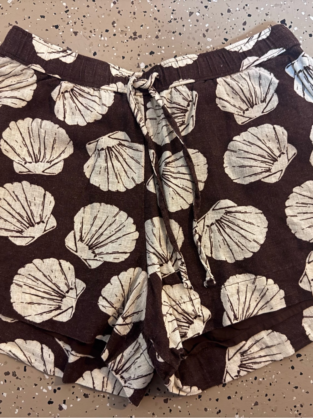 Women’s Abercrombie Shell-Print Brown Drawstring Shorts